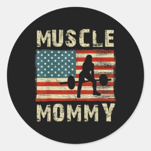 Muscle Mummy Womens Bodybuilding Bodybuilder Weigh Classic Round Sticker