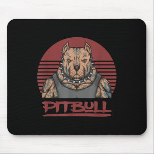Muscle Pitbull Dog Aggressive Looking Pit Bull Wit Mouse Mat