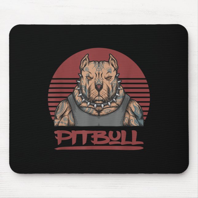 Muscle Pitbull Dog Aggressive Looking Pit Bull Wit Mouse Mat (Front)
