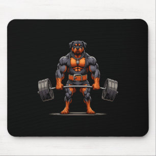 Muscle Rottweiler Dog Deadlifting Gym Weightliftin Mouse Mat