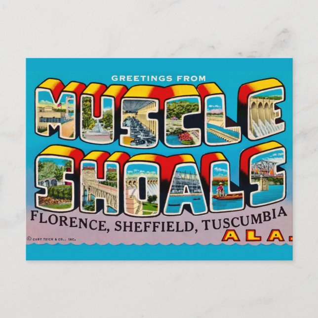 Muscle Shoals AL Retro Greeting Postcard (Front)