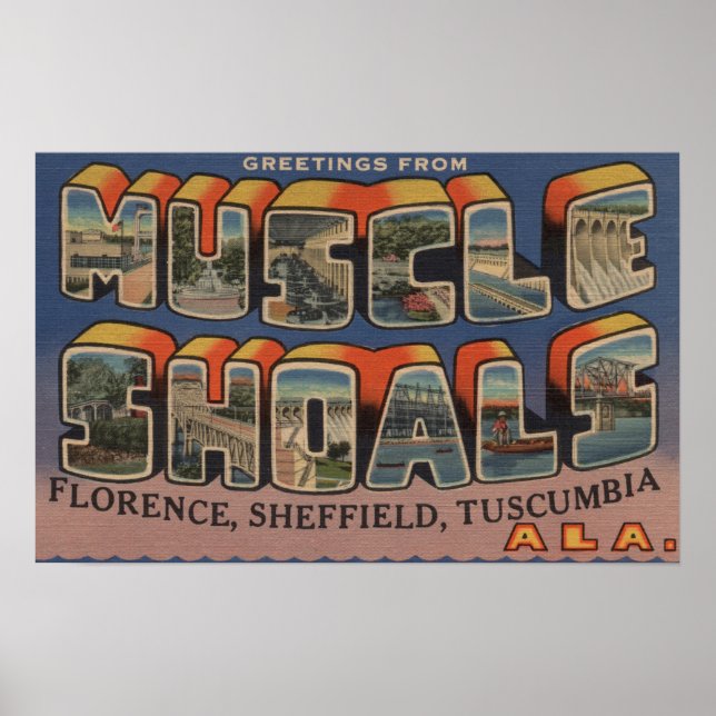 Muscle Shoals, Alabama - Large Letter Scenes Poster (Front)