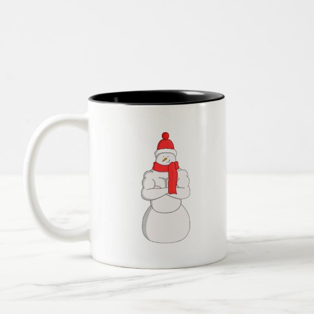 Muscle Snowman Two-Tone Coffee Mug (Left)