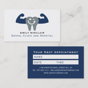Muscle Tooth Logo, Dentist Appointment Business Card