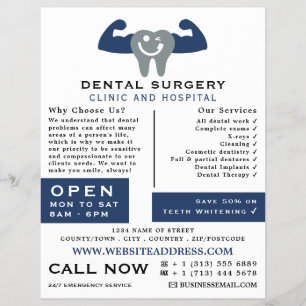 Muscle Tooth Logo, Dentistry, Dentist Advertising Flyer