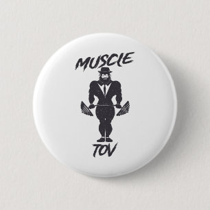 Muscle Tov Weightlifting Bodybuilding Jewish Rabbi 6 Cm Round Badge