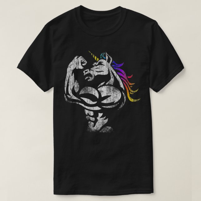 Muscle Unicorn Workout Fathers Day Gift Weightlift T-Shirt (Design Front)