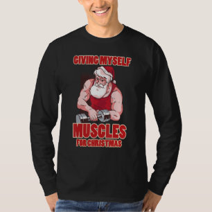 Muscle Xmas weightlifting Santa Claus costume snow T-Shirt