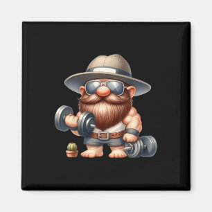 Muscleman Gnome With Dumbbells Funny Fitness Worki Magnet