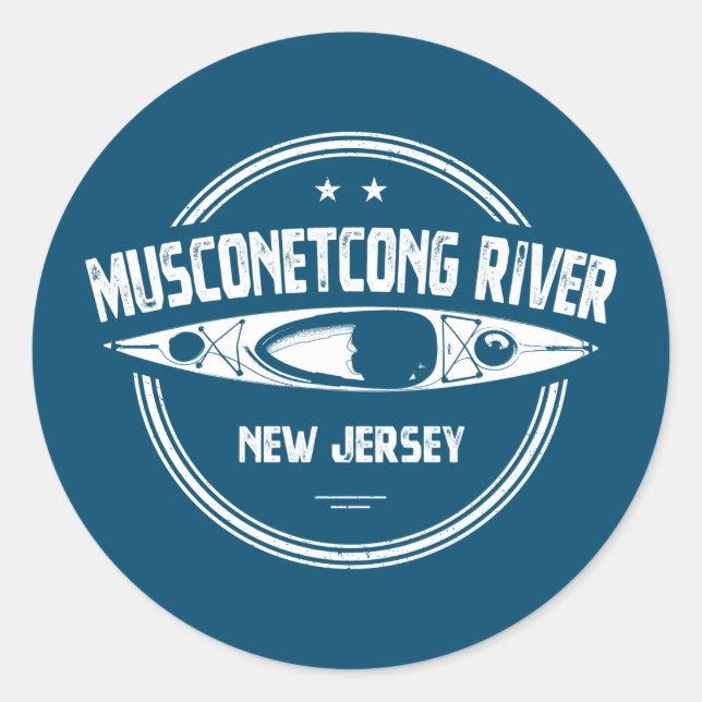 Musconetcong River New Jersey Kayaking Classic Round Sticker (Front)