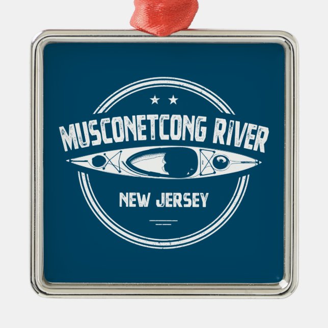 Musconetcong River New Jersey Kayaking Metal Tree Decoration (Front)