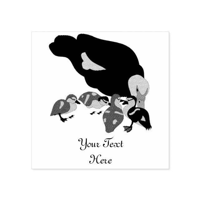 Muscovy Duck and Duckling Rubber Stamp (Imprint)