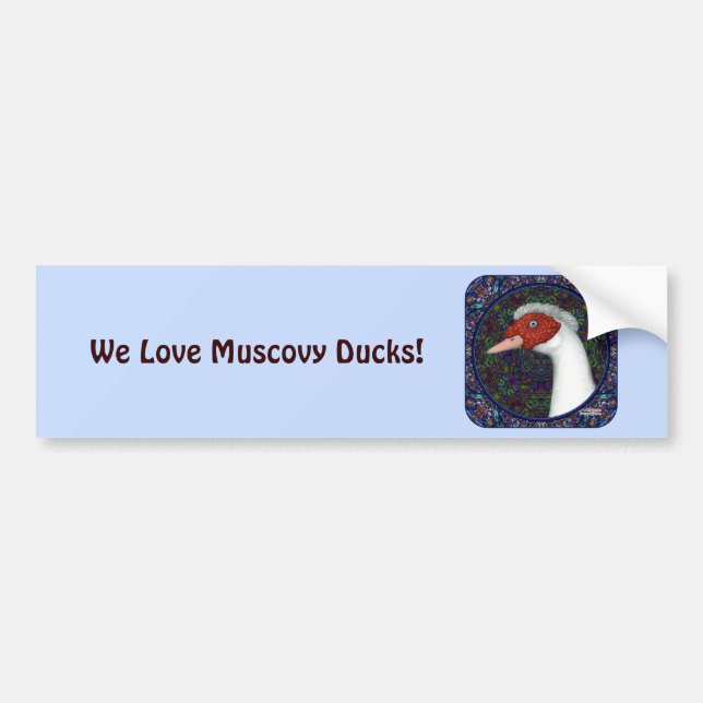 Muscovy Duck Head White Bumper Sticker (Front)