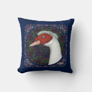 Muscovy Duck Head White Cushion