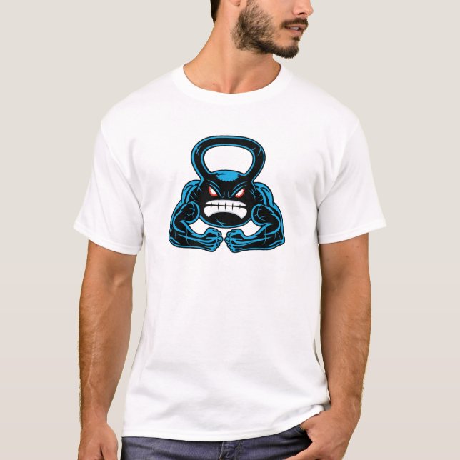 muscular angry kettlebell mascot T-Shirt (Front)