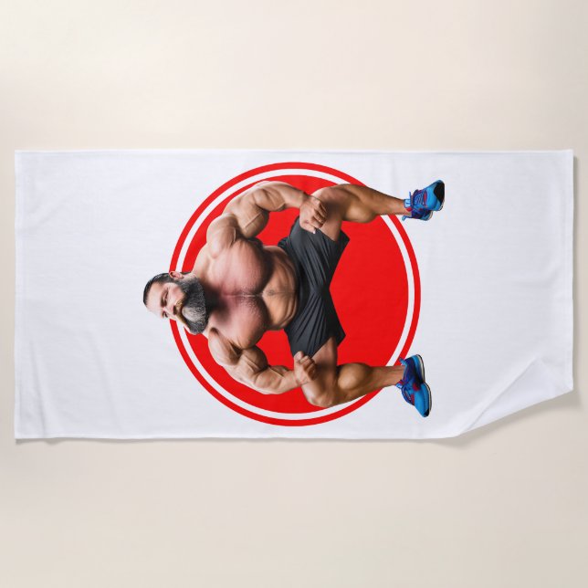 Muscular Bearded Beach Towel (Front)