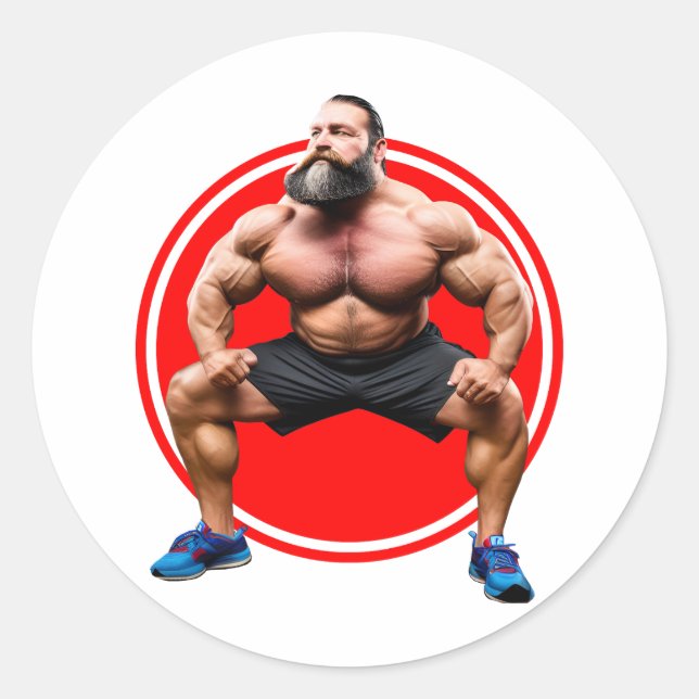 Muscular Bearded Classic Round Sticker (Front)