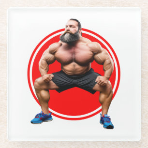 Muscular Bearded Glass Coaster