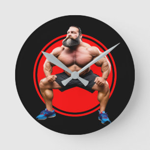 Muscular Bearded Round Clock