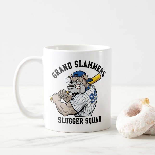 Muscular Bulldog Baseball Team Spirit Coffee Mug (With Donut)