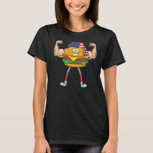 Muscular Burger With American Flag Pandana Bodybui T-Shirt