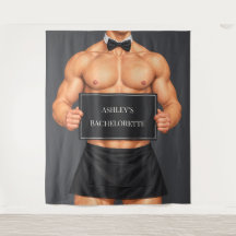 Muscular Butler Bachelorette Party Backdrop