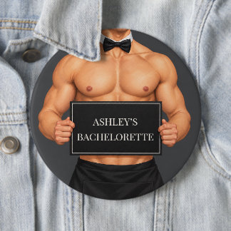 Muscular Butler Bachelorette Party Button
