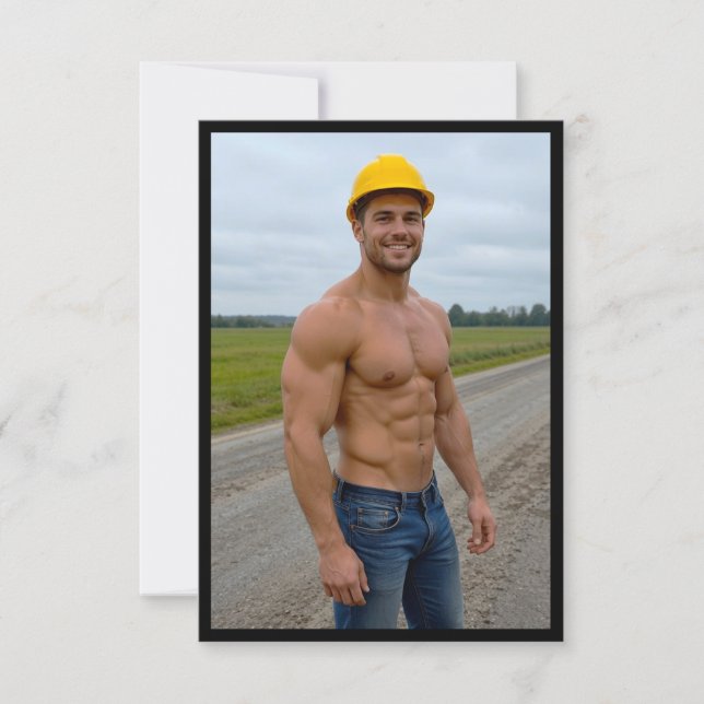 Muscular Construction Worker Image No. 1 Card (Front)