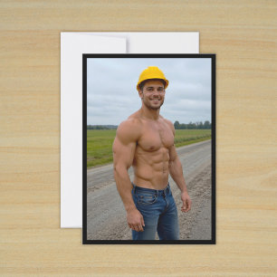 Muscular Construction Worker Image No. 1 Card