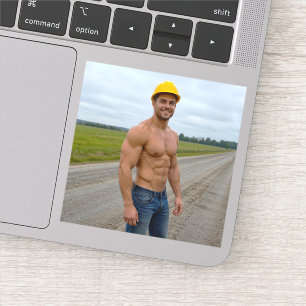 Muscular Construction Worker Image No. 1 Sticker
