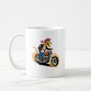 Muscular Dinosaur Punk Rock Raptor Chopper Rider Coffee Mug