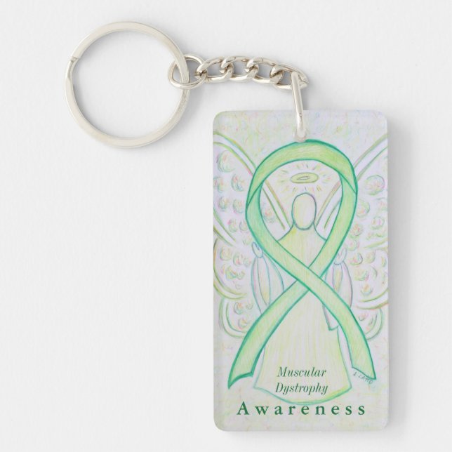 Muscular Dystrophy Angel Awareness Ribbon Keychain (Front)