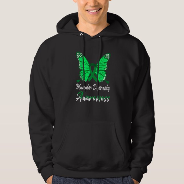 Muscular Dystrophy Awareness Butterfly Green Ribbo Hoodie (Front)