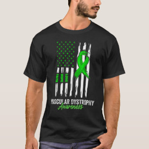 Muscular Dystrophy Awareness Month Usa Flag Green  T-Shirt