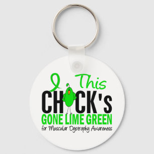 Muscular Dystrophy Chick Gone Lime Green Key Ring