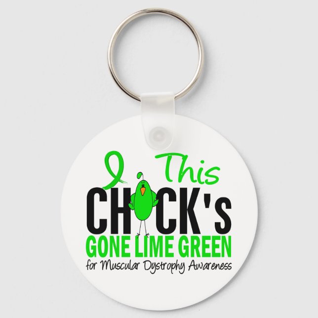 Muscular Dystrophy Chick Gone Lime Green Key Ring (Front)