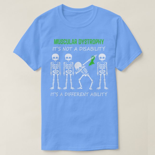 Muscular Dystrophy Dabbing Skeleton  Green Ribbon  T-Shirt (Design Front)