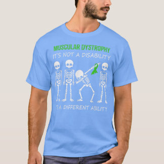 Muscular Dystrophy Dabbing Skeleton  Green Ribbon  T-Shirt