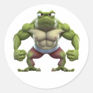 Muscular Frog, Strong Muscular Bodybuilding Frog Classic Round Sticker