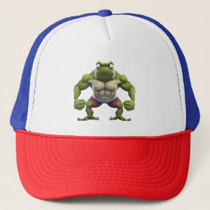 Muscular Frog, Strong Muscular Bodybuilding Frog Trucker Hat