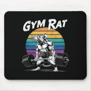 Muscular Gym Rat Weightlifting Bodybuilding Workou Mouse Mat