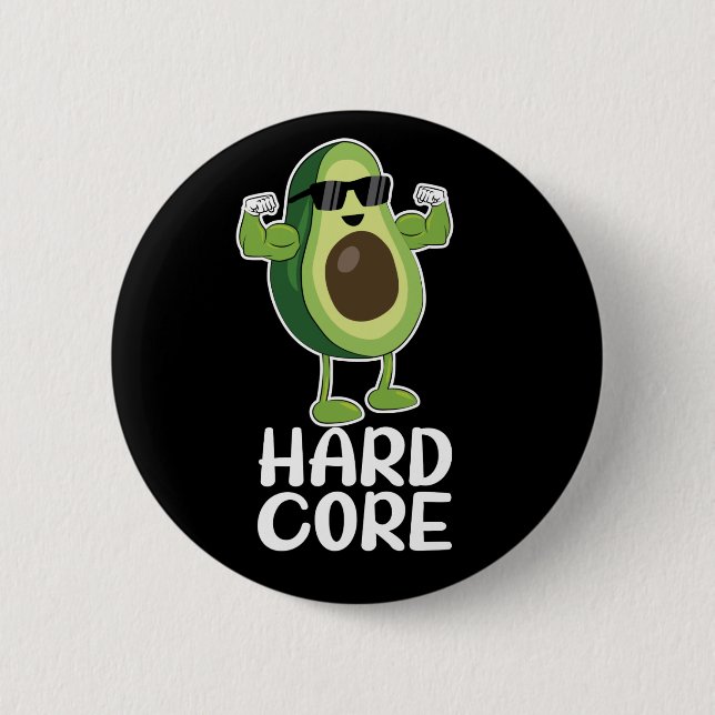 Muscular Hardcore Avocado Funny 6 Cm Round Badge (Front)