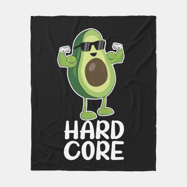 Muscular Hardcore Avocado Funny Fleece Blanket (Front)