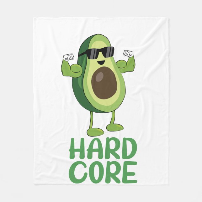 Muscular Hardcore Avocado Funny Fleece Blanket (Front)