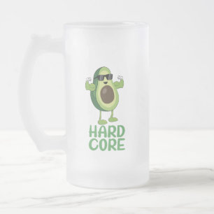 Muscular Hardcore Avocado Funny Frosted Glass Beer Mug