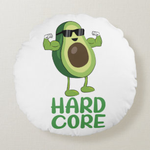 Muscular Hardcore Avocado Funny Round Cushion