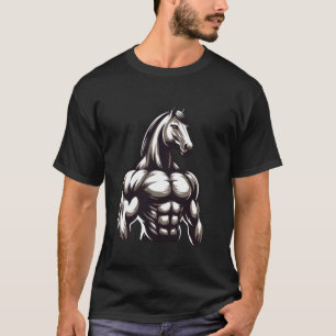 Muscular Horse Powerlifting Weightlifting Gym Work T-Shirt