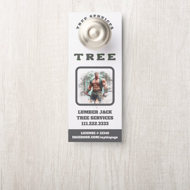 *~*  Muscular Lumber Jack Tree Services QR Door Door Hanger (On Knob)