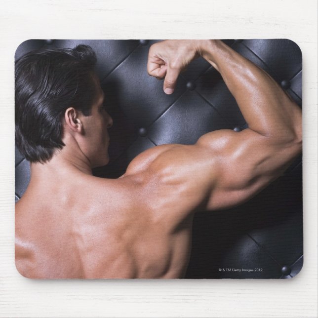 Muscular man flexing mouse mat (Front)