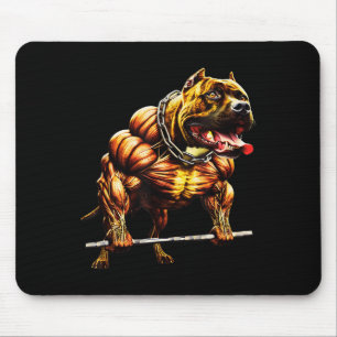 Muscular Pitbull Powerlifting Beast Gym Animal Str Mouse Mat